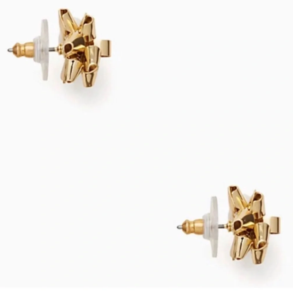 New gold-plated Kate Spade Bourgeois Bow stud earrings - Picture 4 of 5